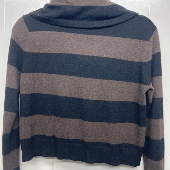 BCBG Maxazria Crop Cowl Neck Striped Women's Sweater Size Small Black & Brown - Picture 5 of 7